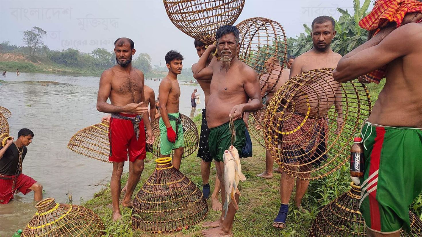 কুমিল্লার টিক্কারচরে মাছ ধরার মহোৎসব