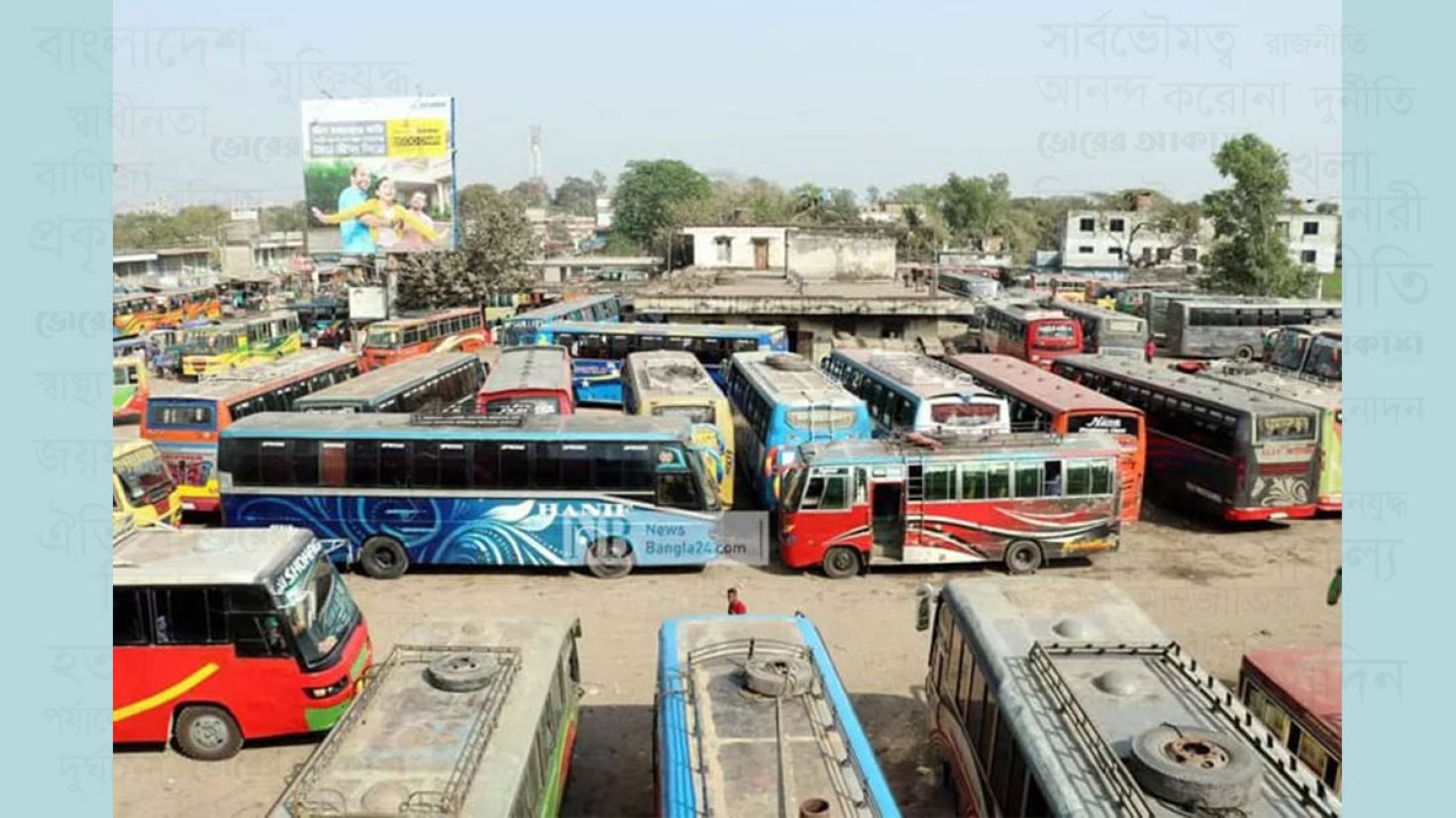 বগুড়া রুটে বাস চলাচল বন্ধ