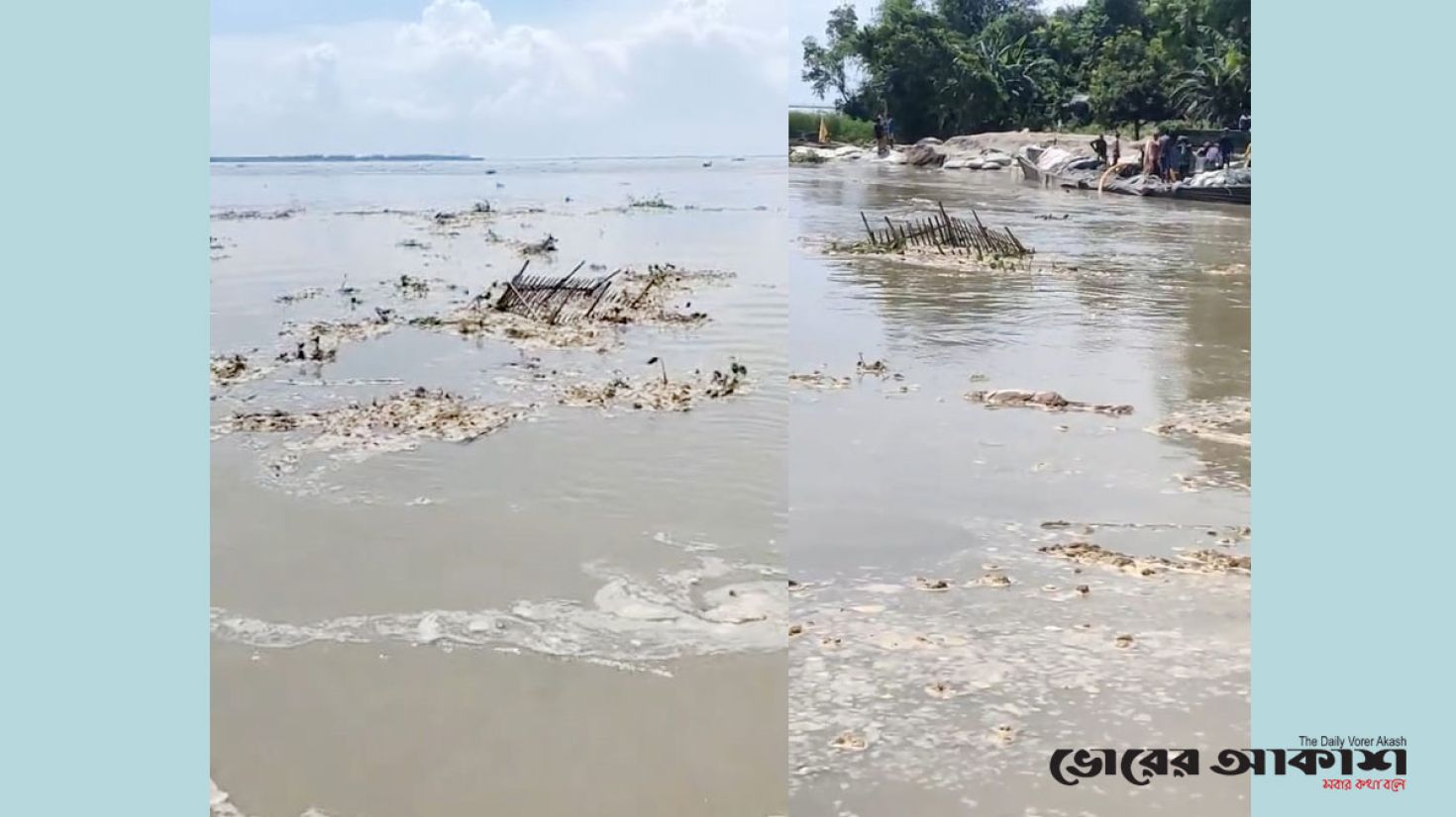 সিরাজগঞ্জে নদীভাঙনে ভেসে যাচ্ছে কবরস্থানের মৃতদেহ