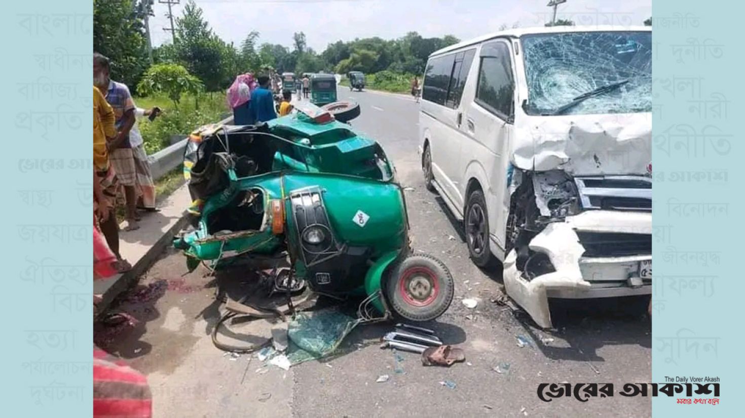 সিরাজগঞ্জে মাইক্রোবাস-সিএনজির মুখোমুখি সংঘর্ষে নিহত ৫