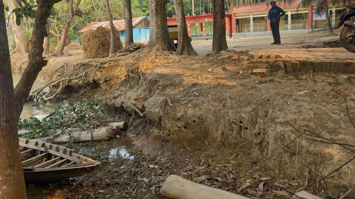 নদী ভাঙনে হুমকির মুখে সরকারি প্রাথমিক বিদ্যালয়