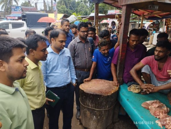 পিরোজপুরে মাংসে রক্ত মেখে তাজা হিসেবে বিক্রি, ব্যবসায়ীকে জরিমানা